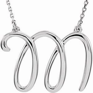 Sterling Silver Script Initial A 16" Necklace