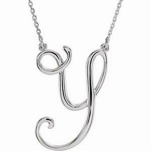 Sterling Silver Script Initial A 16" Necklace