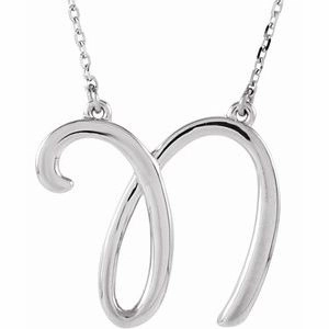 Sterling Silver Script Initial A 16" Necklace