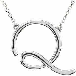 Sterling Silver Script Initial A 16" Necklace