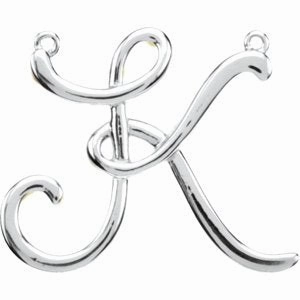 Sterling Silver Script Initial F Necklace Center