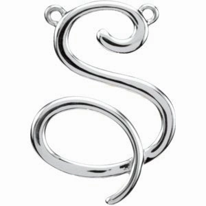 Sterling Silver Script Initial F Necklace Center