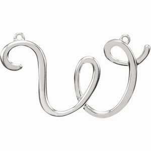 Sterling Silver Script Initial F Necklace Center