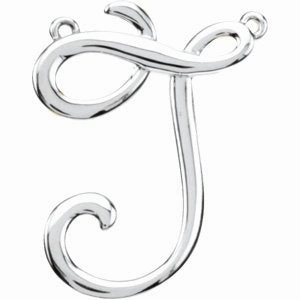 Sterling Silver Script Initial F Necklace Center