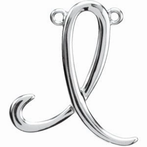 Sterling Silver Script Initial F Necklace Center