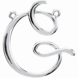 Sterling Silver Script Initial F Necklace Center