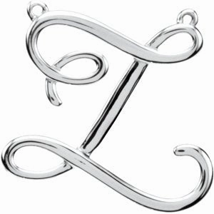 Sterling Silver Script Initial F Necklace Center