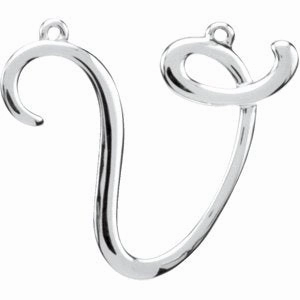 Sterling Silver Script Initial F Necklace Center
