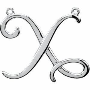 Sterling Silver Script Initial F Necklace Center