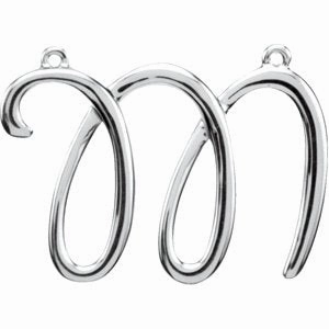 Sterling Silver Script Initial F Necklace Center