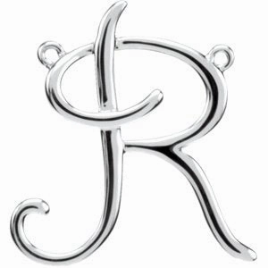 Sterling Silver Script Initial F Necklace Center
