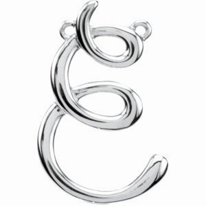 Sterling Silver Script Initial F Necklace Center