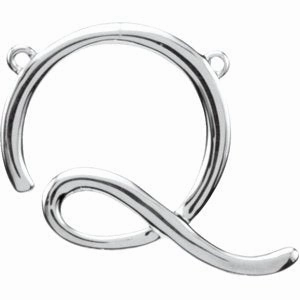 Sterling Silver Script Initial F Necklace Center