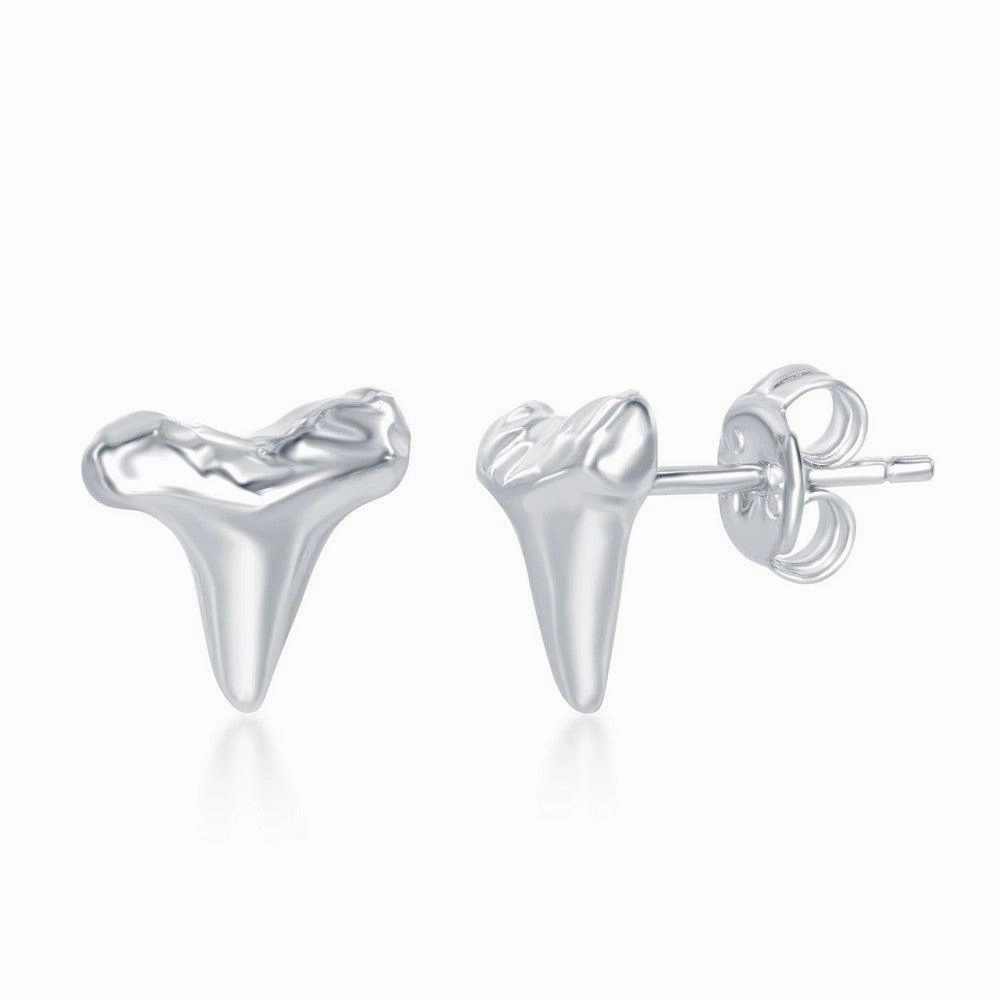 Sterling Silver Shark Tooth Stud Earrings