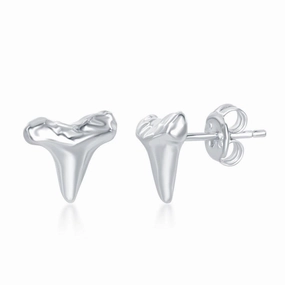 Sterling Silver Shark Tooth Stud Earrings