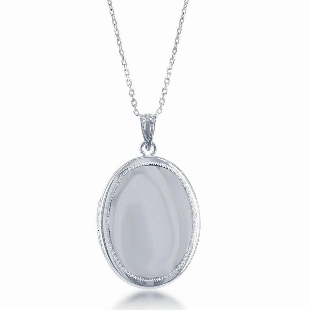 Sterling Silver Shiny Oval Locket