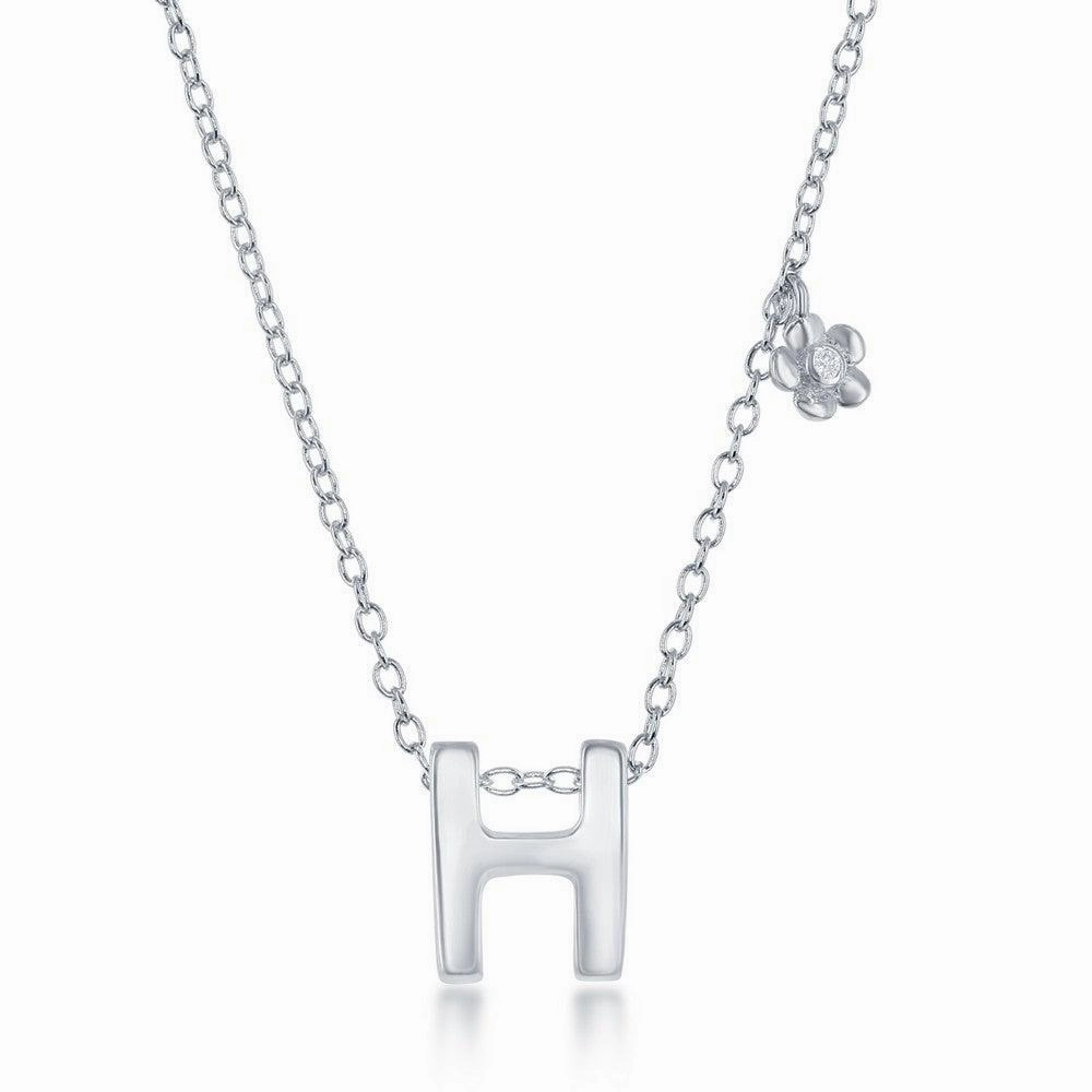 Sterling Silver Shiny "H" Necklace and Earrings Set
