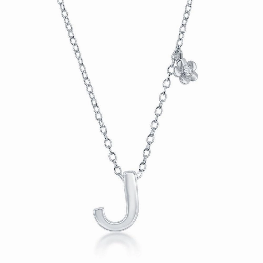 Sterling Silver Shiny "J" Necklace and Earrings Set