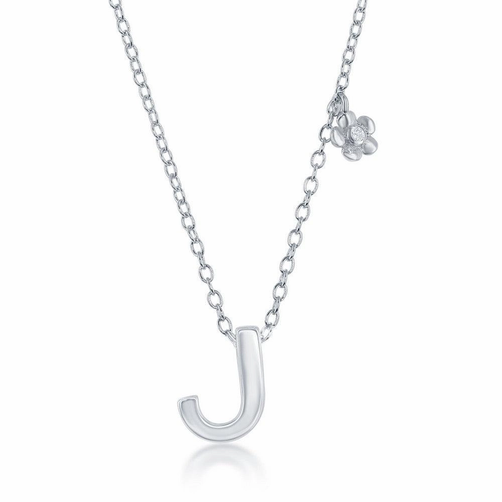 Sterling Silver Shiny "J" Necklace and Earrings Set