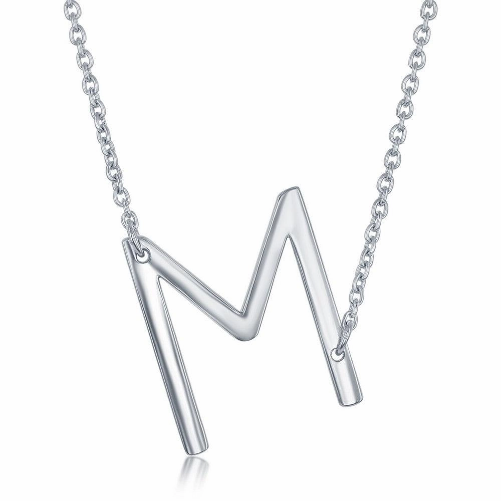 Sterling Silver Sideways M Initial Necklace