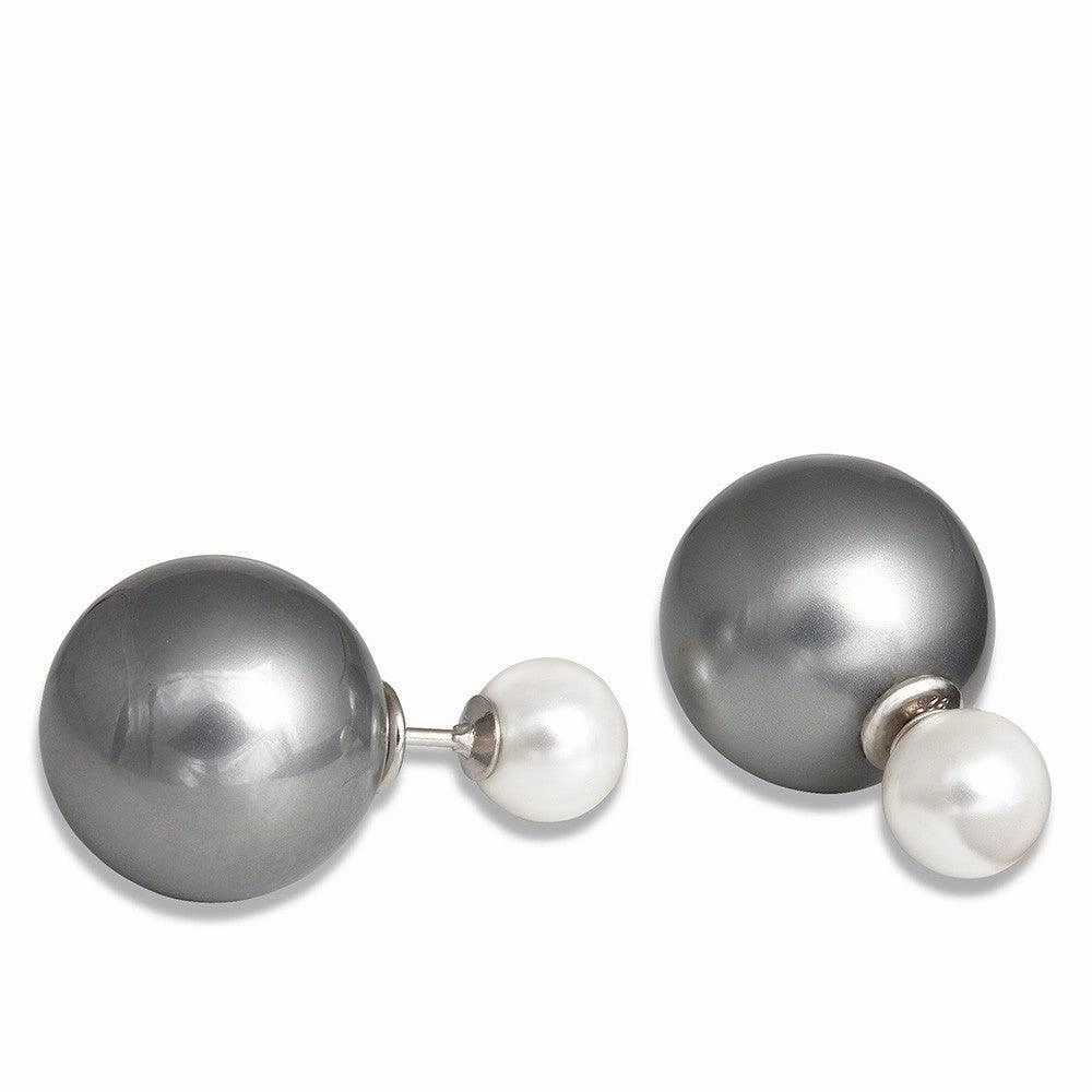 Sterling Silver Simulated Gray Pearl Earrings