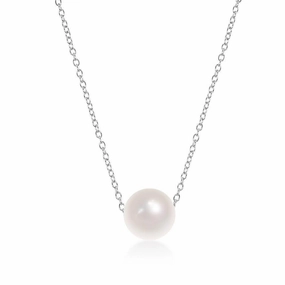 Sterling Silver Single Threaded 10mm Freshwater Pearl Necklace