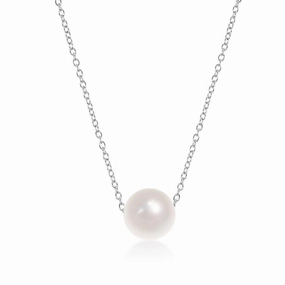 Sterling Silver Single Threaded 10mm Freshwater Pearl Necklace