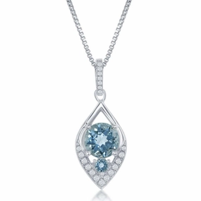 Sterling Silver Sky Blue Marquise Shaped Necklace