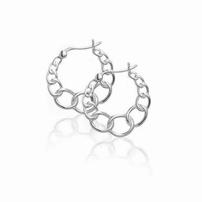 Sterling Silver Small and Large Circle Link Hoop Earrings