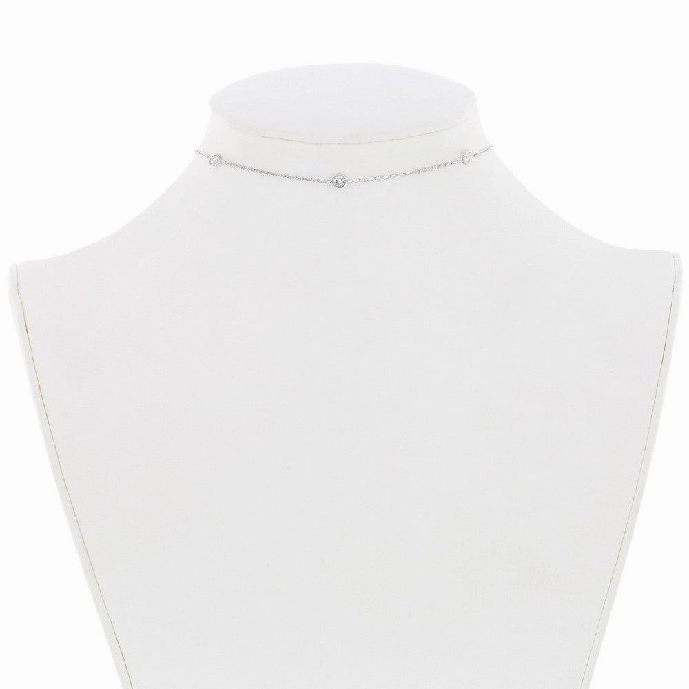Sterling Silver Small CZ By The Yard Choker Necklace