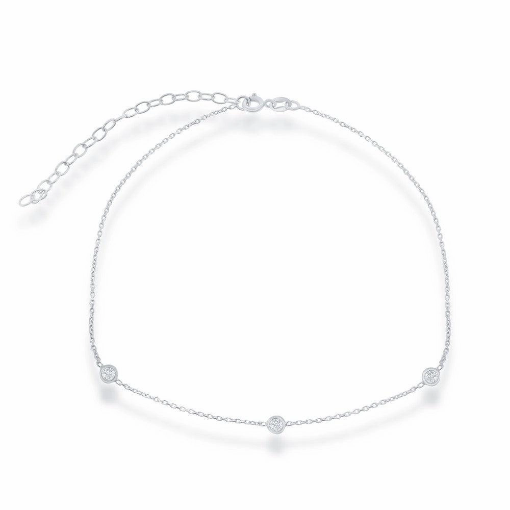 Sterling Silver Small CZ By The Yard Choker Necklace