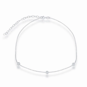 Sterling Silver Small CZ By The Yard Choker Necklace