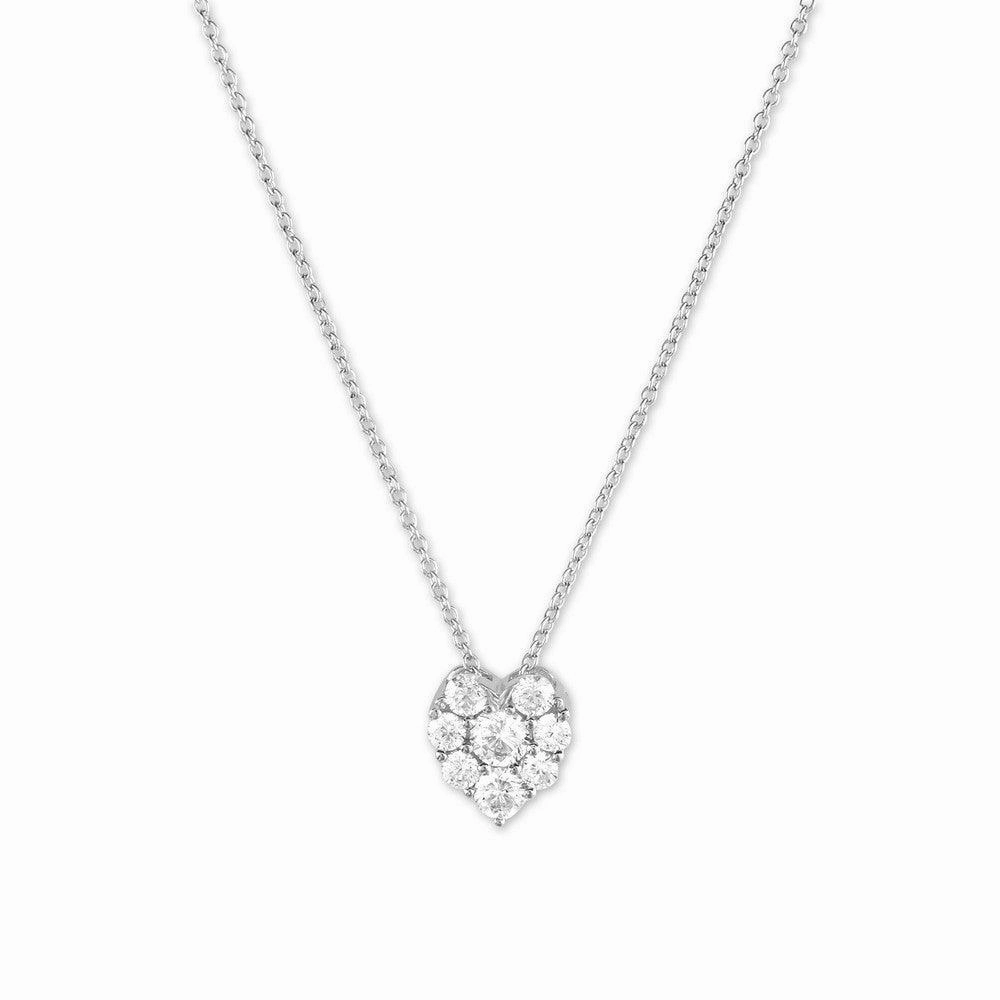 Sterling Silver Small Heart CZ Necklace