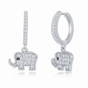 Sterling Silver Small Huggie Hoop Elephant Earrings