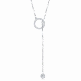 Sterling Silver Small Open CZ Ring and Small Disc Necklace