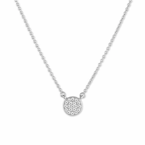 Sterling Silver Small Round Micro Pave Necklace