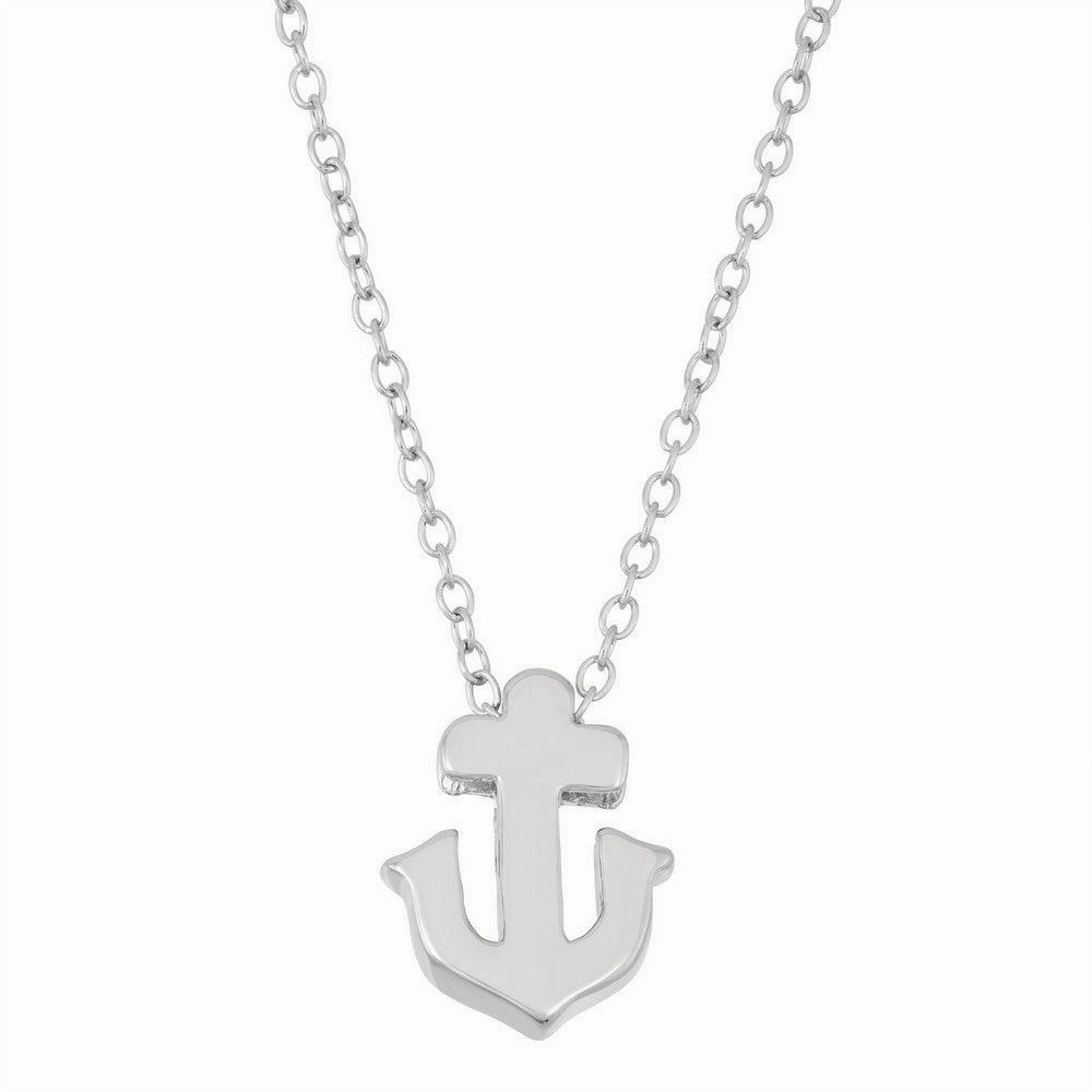 Sterling Silver Small Shiny Anchor Design Necklace