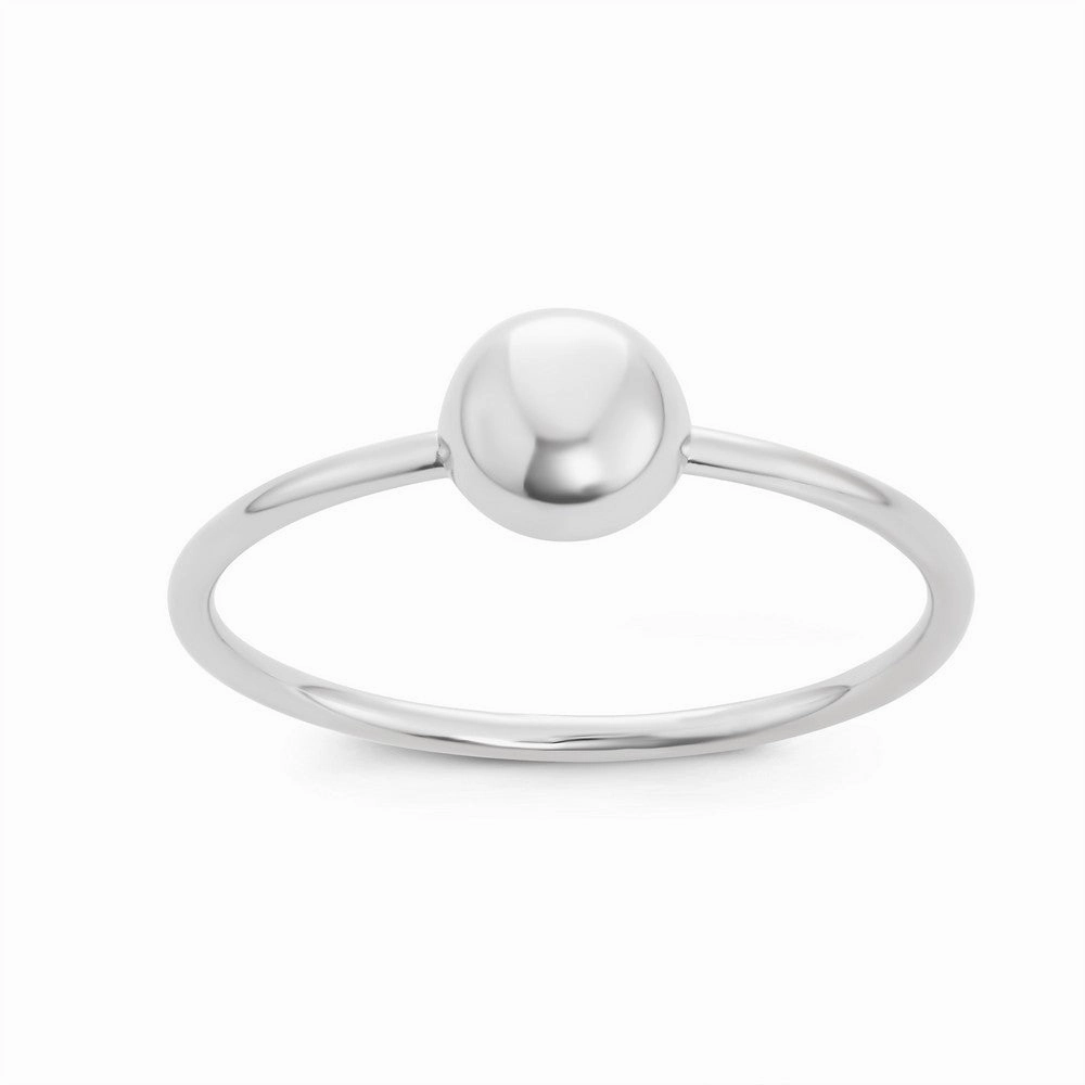 Sterling Silver Small Shiny Bead Ring - W-1540
