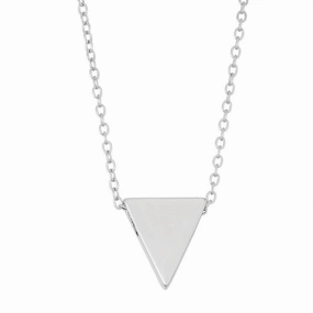Sterling Silver Small Shiny Triangle Necklace
