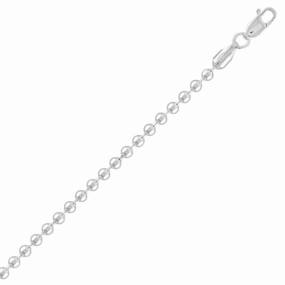 Sterling Silver Solid 3mm Bead Chain, 10"