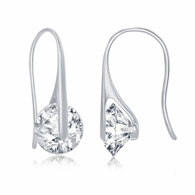 Sterling Silver Spinning Round CZ Earrings