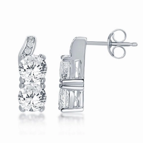 Sterling Silver Square CZ Earrings