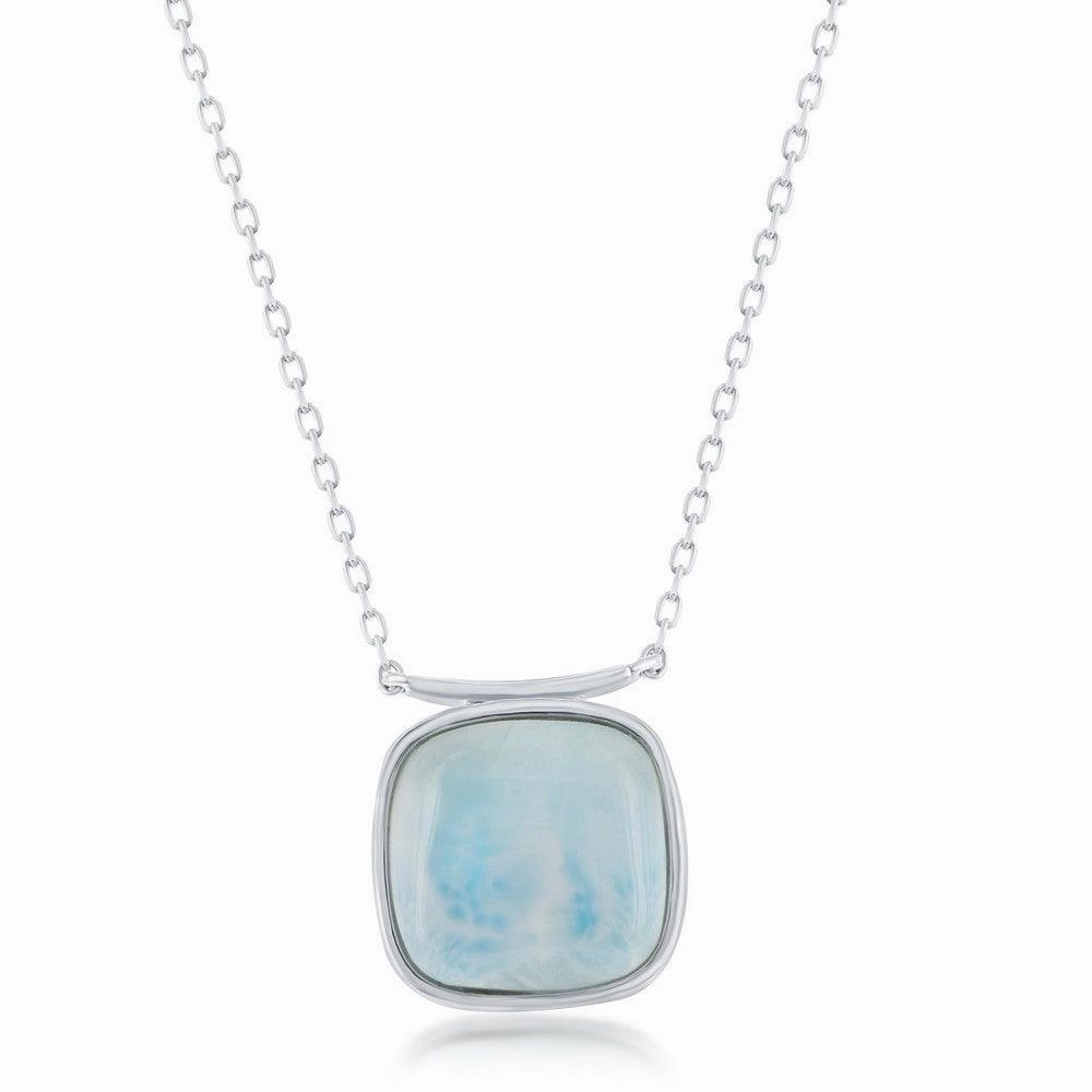 Sterling Silver Square Shape Larimar Necklace