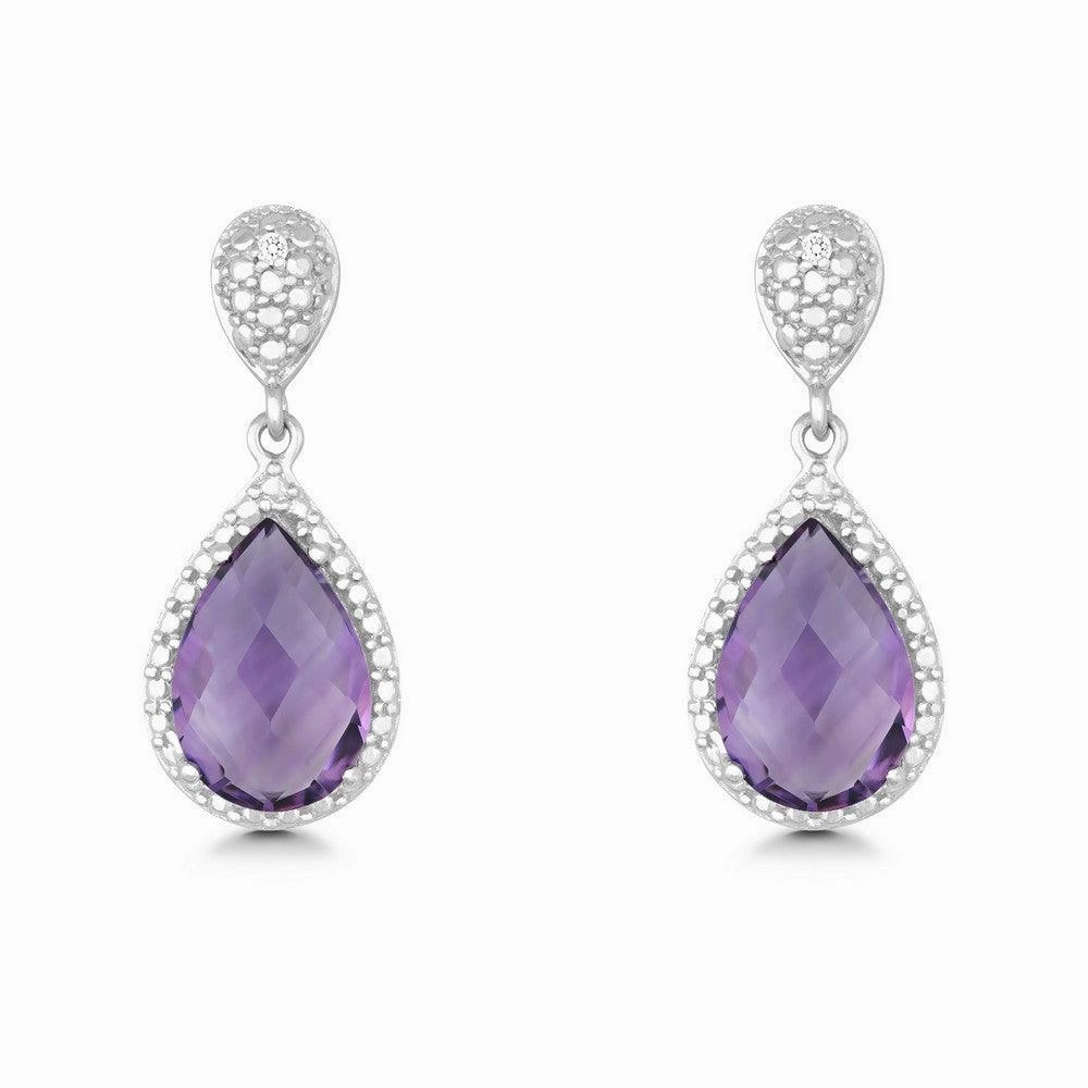 Sterling Silver Tear Shaped Amethyst Earrings