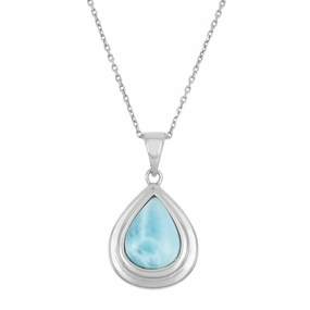 Sterling Silver Teardrop Larimar Pendant