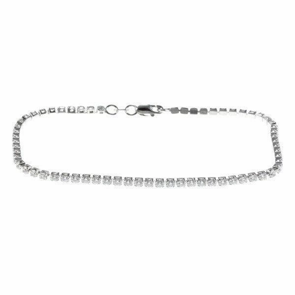 Sterling Silver Thin Cubic Zirconia Tennis Bracelet, 7"