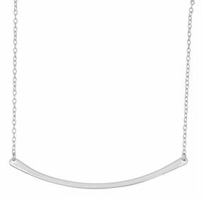 Sterling Silver Thin Curved Bar Necklace