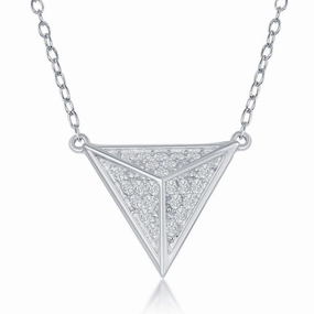 Sterling Silver Triangular Pyramid CZ Necklace