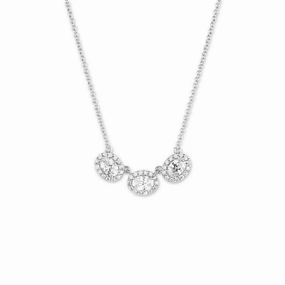 Sterling Silver Triple Oval CZ Necklace