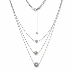 Sterling Silver Triple Strand Bead Necklace